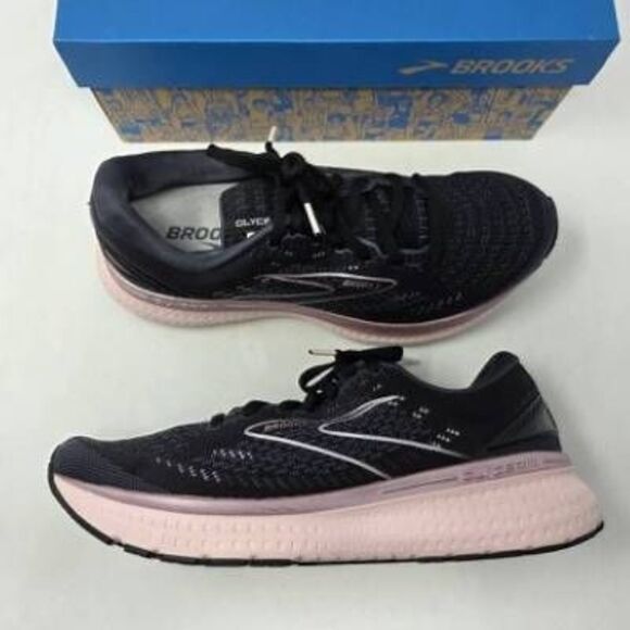 BROOKS GLYCERIN 19 BLACK PINK ATHLETIC RUNNING SHOES WOMENS SIZE 10 D WIDE EUC - Picture 1 of 7